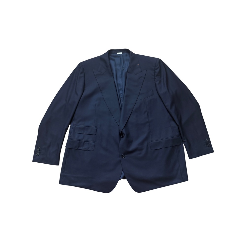 Atelier Munro Vitali Barberis Super 150 Navy Blue Peak Lapel Two Button Blazer
